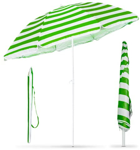Crystals 1.7m Garden Parasol Outdoor Tilt Umbrella, Parasol UV Canopy Patio Sun Shade Umbrella for Garden (Green)