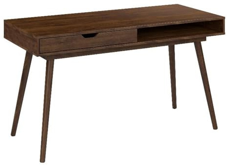 Bush Furniture Nora Bureau d'écriture 54 W en noyer foncé | Table d'ordinateur pour maison, bureau, espace de travail ou entrée