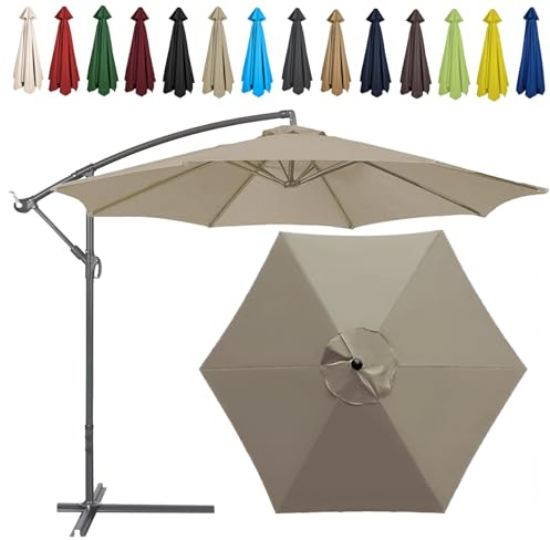 Auvent De Remplacement Pour Parasol, 2 M/2.7 M/300 CM, 6 Baleines/8 Baleines, Tissu De Rechange Pour Parasol, Toile De Rechange Pour Parasol Remplacez L'ancien Auvent Auvent De Rechange(Color:Top colo