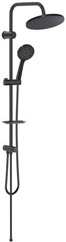 Duschsystem Nobel Jet Black | Kopfbrause 22 cm | Höhe Brausestange 95 cm | Handbrause | Strahlart | Regendusche Set | Kopfbrause