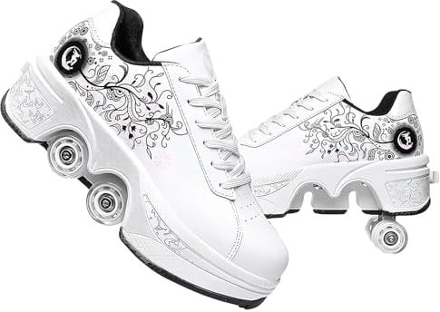 Schuhe mit Rollen fuir Madchen,Rollschuhe Kinder und Sneakers 2 in1, Deformed Roller Skates Jungen als Weihnachts- und Geburtstagsgeschenke (A, EU-38)