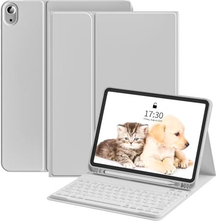 zoyu Hülle mit Tastatur Für iPad 11 Generation (A16) 11 Zoll 2025/10 Generation 10.9 Zoll 2022, Mit Magnetisch Abnehmbarer Tastatur und Flip-Stand-Cover, QWERTZ Layout, Grau
