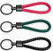 Lot de 3 porte-clés tressés en cuir synthétique - Pour le travail, les clés de voiture, la bouteille, le camping, la randonnée, 3 couleurs, taille unique (Noir + Rose Rouge + Vert)