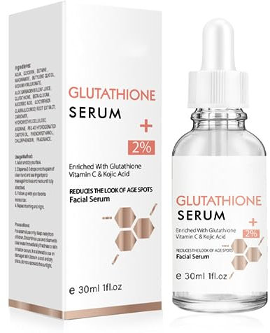 Glutathion-Serum mit Kojisäure & Vitamin C - Nicotinamid-Serum für das Gesicht - Gesichtsserum Reduziert Dunkle Flecken - Verkleinert die Poren und Verbessert den Hautton Feuchtigkeitscreme Gesicht