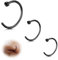 ESHIONER G23 Titan Nasenpiercing Nasenring Septum Fake Nasen Piercing Hoop Set Knorpel Dünn Klein Helix Hypoallergen 18G 20G 6MM/8MM/10MM Schwarz 3PCS Nase Schmuck Damen