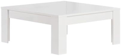 AltoBuy Denae - Table Basse Carrée 100cm Laquée Blanc Brillant