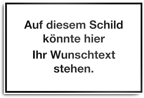 PrintPlanet® Schild mit eigenem Text personalisiert - Kunststoffplatte 10 mm - In Verschiedenen Größen - Farbe Weiß