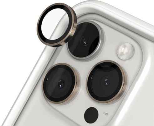 RhinoShield Protection d'objectif en verre trempé 9H compatible avec [iPhone 16 Pro / 16 Pro Max] | Résistance aux chocs et aux rayures, haute clarté, protection anti-éclats, techn anti-buée - Or