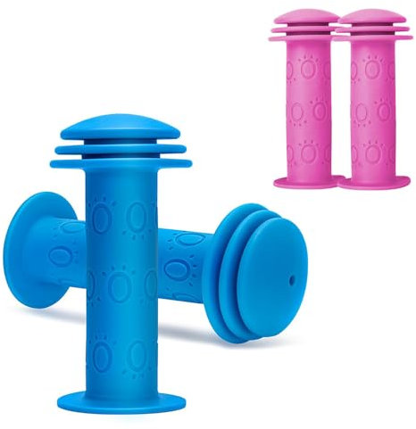 Voarge Fahrradgriffe Kinder,22 mm rutschfeste Gummi Fahrrad Griff, 105mm Sicherheits-Ende Fahrrad Griffe für Kinderfahrrad, Roller, Dreirad und Laufrad (Blau)