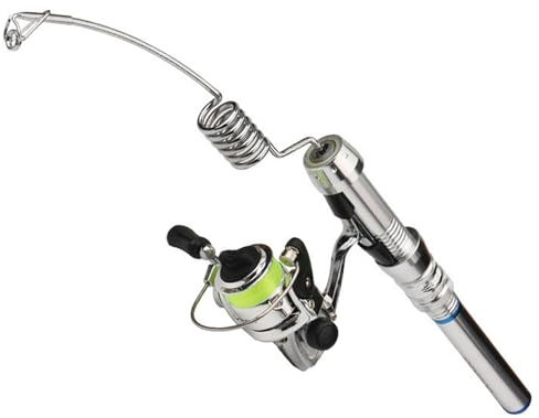 Pineeseatile Mini-Angelrute und Rollen Mini-Angelrute Leicht tragbares Allmetal Elastic Mini Fishing Rod und Rostrost-resistent