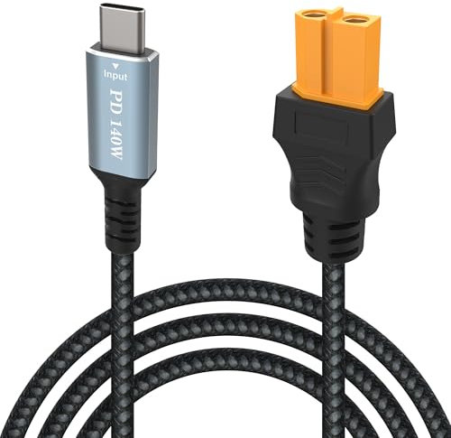 HIEbee USB C zu XT60 Netzkabel, SC100 Protokoll XT60 Weiblich zu Typ-C Mann Schnelle Aufladung bis zu 140W Kabel für RC Lipo Batterie Quadcopter Multicopter Aeromodelling 6.6FT