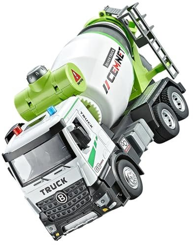 CJJXKBEP Scale Finished Model Car 1:24 Electric Mixer Truck Model Cars Metal Diecast Engineering Vehicles Sound And Light Simulation Mini Trucks Miniature Die-cast Vehicle(Green)