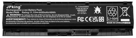 JPking 49Wh PA06 Batterie pour HP Omen 17-w000 Pavilion 17-ab000 17-ab200 17-ab300 17-ab400 17t-ab000 17t-ab200 17-ab011nl 17-ab004ns PA06062 49571-221 849571-241 849571-251 HSTNN-DB7K TPN-Q174