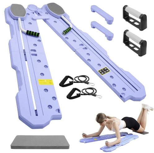 LIROPAU Multifunktionales Bauchmuskel-Trainingsbrett, Multifunktionales Bauchbrett mit Widerstandsband, Bauchmuskel-Trainingsbrett mit Auto Rückprall, Geeignet für Zuhause, Büro – Lila