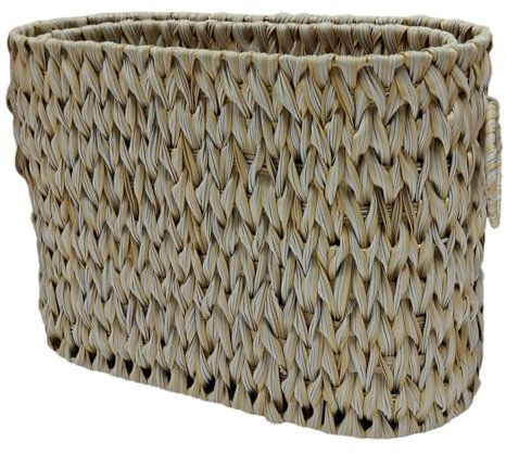 Panier de rangement élégant en rotin pour papier toilette avec couvercle pour organiseur de salle de bain étroit 6 à 9 rouleaux