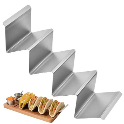 Byeaon Taco-Halter, Edelstahl-Taco-Tablett, Tortilla-Tellerregal, platzsparendes und kompaktes Design, robustes und stabiles Design, 26,8 x 10 cm, für Zuhause, Cafés und Restaurants