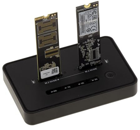 KALEA-INFORMATIQUE Base de clonación para 2 Unidades SSD NVMe M Key M2 con Enlace USB3.2 Gen2x2 de 20 Gbit/s en USB A o USB C. Capacidad soportada 8TB x2