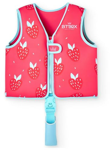 Chaleco Flotador Bebes - Natación, Piscina o Playa -Protección UPF 50+ -Neopreno de 5 mm -Doble Cierre de Seguridad - S (11-19 kg) - M (19-30 kg) (Strawberries, M)