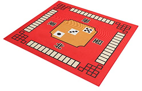 Warmhm Nappe Mahjong Mat Tapis de mah-Jong Couverture Bureau Tapis de Table de Mahjong épaissi Nappe de mah-Jong Jeu de Table Jouant Un Tapis Couvercle de Table carré Microfibre Rouge