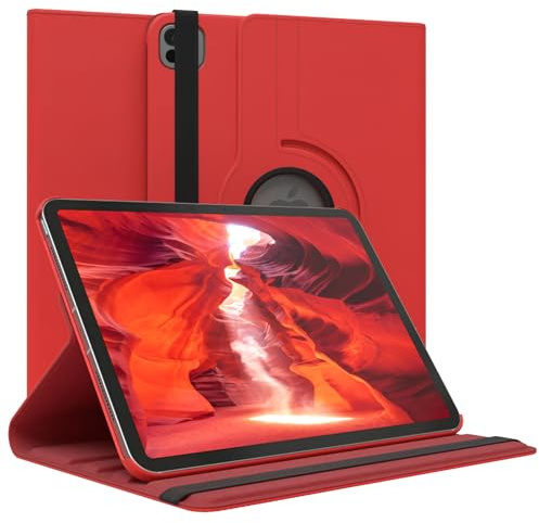 EAZY CASE - Tablet Hülle für iPad iPad Pro 11 (2025) Schutzhülle 11 Zoll Smart Cover Tablet Case Rotationcase zum Aufstellen Klapphülle 360° drehbar mit Standfunktion Tasche Kunstleder Rot
