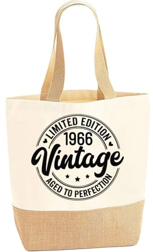 Aoohaha 60. Geburtstagsgeschenke für Frauen, Vintage 1966 Tragetasche Handtasche, Geschenke zum 60 Geburtstag Einkaufstasche für Damen, Mutter, Freundin, Kollegin, Ehefrau, Tante, Schwester, Oma