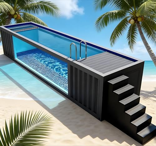 Kit completo de lujo para piscina de contenedores de envío, piscina de fibra de vidrio de 20 pies y 40 pies con bomba de filtro, calentador, valla de seguridad e iluminación LED, para villa