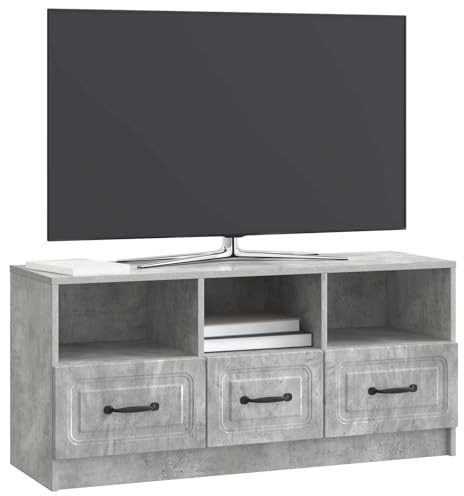 vidaXL TV-Schränk Betongrau 102 x 34,5 x 47 cm Holzwerkstoff, Moderne Wohnzimmereinheit, stylischer TV-Schrank mit Metallgriffen, viel Stauraum, flaches Design