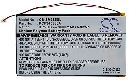 CS Cameron sino Neue Ersatzakku für Napster MP3 Player, PMPSGY910, Y910, YP106G (1600mAh) PCF345385A