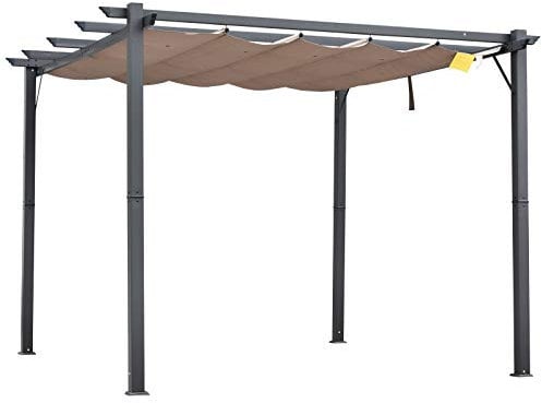 Outsunny 3 x 3(m) Aluminium Pergola Canopy Gazebo Awning Outdoor Garden Sun Shade Shelter Marquee Party BBQ, Brown