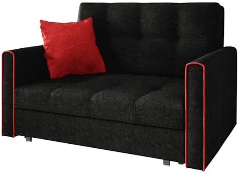 Mirjan24 Sofa Viva Bis II mit Schlaffunktion, 2 Sitzer Polstersofa mit Bettkasten inkl. Kissen, Schlafsofa Sofagarnitur, Bettsofa, Wohnlandschaft, Farbauswahl (Alova 04 + Alova 46)