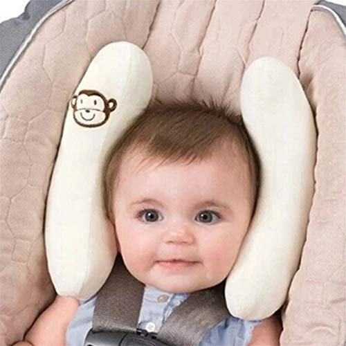 G-Baum Baby-Kopfstütze, Einstellbare Kleinkind Kopfstütze & Halsstütze für Autositz, Kinderwagen, Banana Form, Reise-Kissen für 0 bis 2 Jahre Baby (weiß)