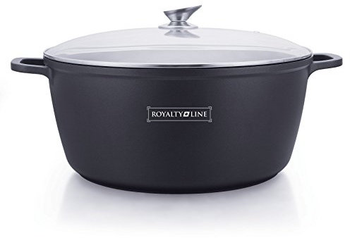 Royalty Line, Casserole à revêtement en marbre de 32 cm + couvercle en verre