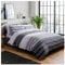 Sleepdown Duvet Cover Set - Black Grey - Textured Stripe - Reversible Quilt Cover Easy Care Bed Linen Soft Cosy Bedding Sets with Pillowcases - King (230 cm x 220 cm)