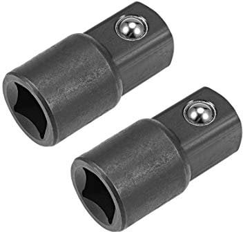 sourcing map 2 Pcs 3/8 Inch Drive (F) x 1/2 Inch (M) Socket Adapter, Female to Male, Cr-V (Black)