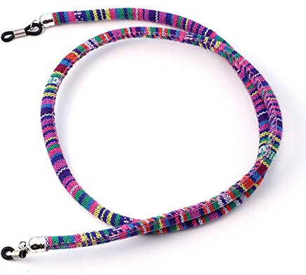 Inzopo - Cordino da collo per occhiali da vista e da sole, in cotone, pratico, stile etnico, Viola, Etichettalia unica
