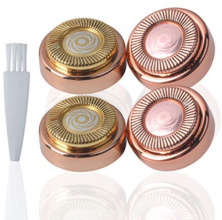 Gesichtshaarentferner Ersatzköpfe Kompatibel mit Flawless Haarentferner - Rosy Gold Ersatzköpfe fehlerlos Klingen für Lippen, Kinn, Wangen und Sideburns 4pc von Poweka