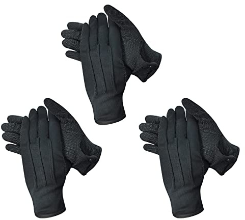Beaded Parade Baumwollhandschuhe, Damen Herren Handschuhe mit Griff, rutschfeste Handschuhe, Kostüm Uniform Polizei Handschuhe mit Schnappmanschette