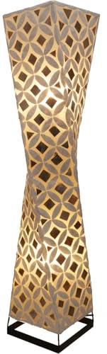 GURU SHOP Stehlampe/Stehleuchte, in Bali Handgemacht aus Naturmaterial, Capiz/Perlmutt - Modell Tango, 100x20x20 cm