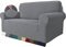 MAXIJIN Super Stretch Couch Bezug für 2-Sitzer Couch, 1-teilige Universal Love Sitzbezüge Jacquard Spandex Sofa Protector Hunde Haustierfreundliche Loveseat Schonbezug (2 Sitzer, Hellgrau)