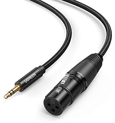 UGREEN 3,5mm auf XLR Kabel 3,5mm Stecker auf XLR Buchse Mikrofonkabel kompatibel mit Handy, Laptop, Mikrofon, Lautsprecher usw. (1m)