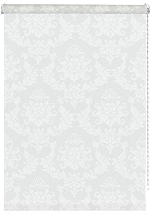 GARDINIA Mini-Rollo Ornament zum Klemmen, Tageslicht-Rollo, Blickdicht, Alle Montage-Teile inklusive, Weiß, 100 x 175 cm