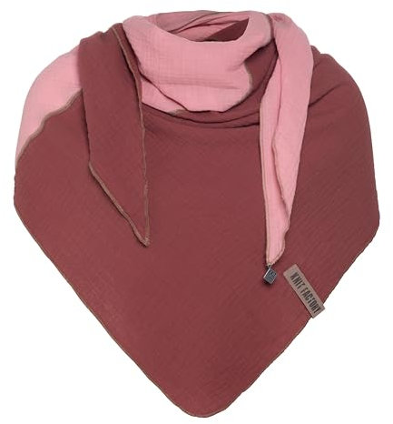 KNIT FACTORY - Fay Dreieckstuch - Fein Gewebte Damen Schal - Für Frühling und Sommer - Hochwertige Qualität - 100% Bio-Baumwolle - Stone Red/Rosa