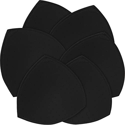 TopBine Women's 6 Pads Bra Insets, Opaque, Black, C/D