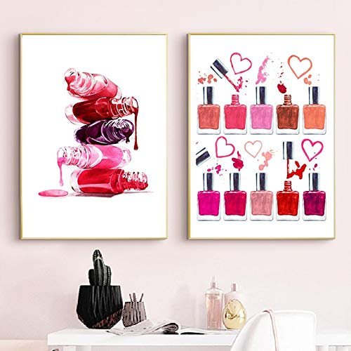 Nagellack Druck Makeup Poster Kunst Leinwand Malerei Nägel Salon Studio Wanddekoration Bilder Wanddrucke Kunst Wandbild 30x40x2cm Rahmenlos