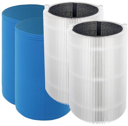 Spares2go Filter-Set kompatibel mit Blueair Luftreiniger HEPA Carbon Sleeve Blue Pure 411 3210 Joy S (2 Stück)