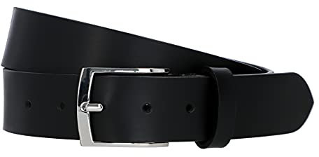 Gusti Echt Leder Gürtel - Kaj Ledergürtel mit silbernen Schnalle Belt Businessgürtel Arbeitsgürtel Schlicht Damen Herren Schwarz 95cm