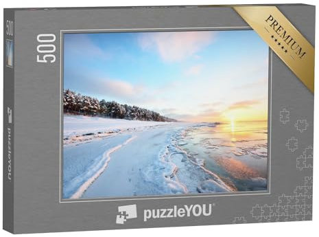 puzzleYOU: Puzzle 500 Teile „Gefrorene Ostsee bei Sonnenuntergang, Lettland“ – aus der Puzzle-Kollektion Lettland