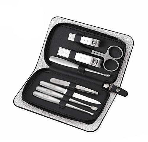 Pediküre Kit Nagelclipper Set, Haushaltsreisende Maniküre mit Pinzette und Earpage 8 in 1 Edelstahl Nagelclipper Pediküre Kit Nagelpflege-Werkzeuge einfach zu tragen Nagelknipser Etui