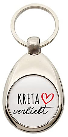 huuraa Schlüsselanhänger Kreta verliebt Schlüsselring Anhänger Metall mit Namen deiner lieblings Insel Geschenk Idee für Freunde und Familie