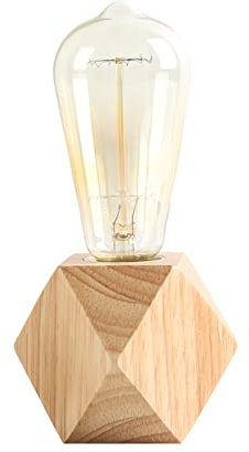 wiheajuora Tischlampe aus Holz, kleine Nachttischlampe mit Holzsockel, niedliche Nachtbeleuchtung, perfekt für Schlafzimmer, Wohnzimmer oder Büro, E27 (ohne Glühbirne)